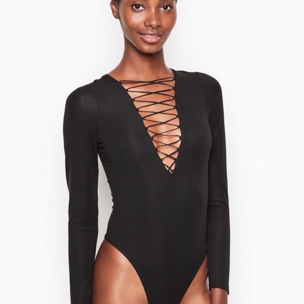 Victoria's Secret Black Crisscross Bodysuit